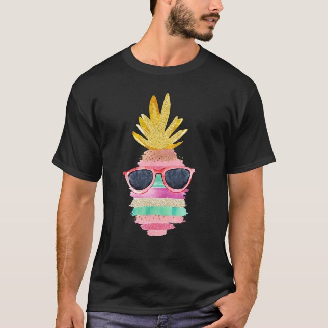 Pineapple Sunglasses Aloha Beaches Hawaii Hawaiian T Shirt (Framsida)