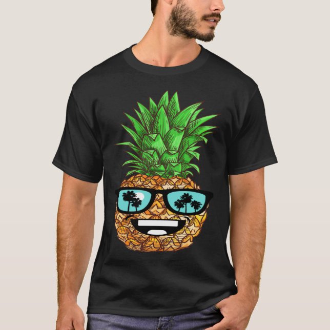Pineapple sunglasses aloha beaches hawaii hawaiian t shirt (Framsida)