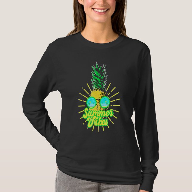 Pineapple Sunglasses Beacher Hawaiian Summer Vibes T Shirt (Framsida)