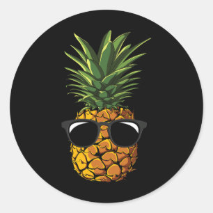 Pineapple Sungles T Shirt Aloha Beacher Hawaiian H Runt Klistermärke