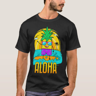 Pineapple Surfing Aloha Beach Hawaiian Kids Funny T Shirt