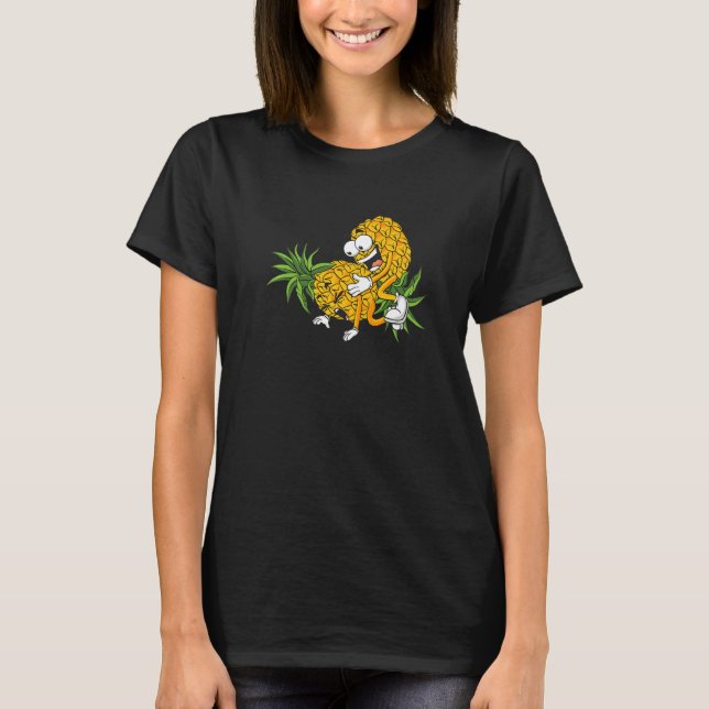 Pineapple Swinger Couple  Upside Down Swinging Lif T Shirt (Framsida)