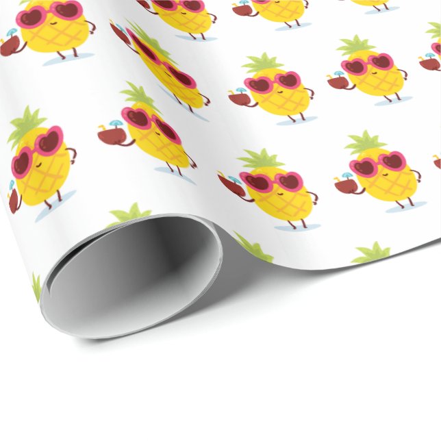 Pineapple Tiki Luau Gift Wrap Paper Tropical Presentpapper (Rullad Hörn)