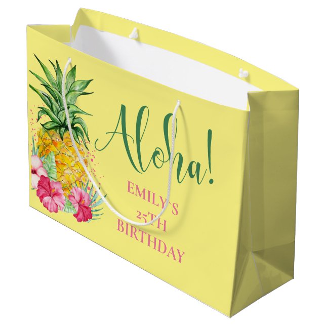 Pineapple Tropical Aloha Party Hawaii Birthday (Baksidan Vinklad)