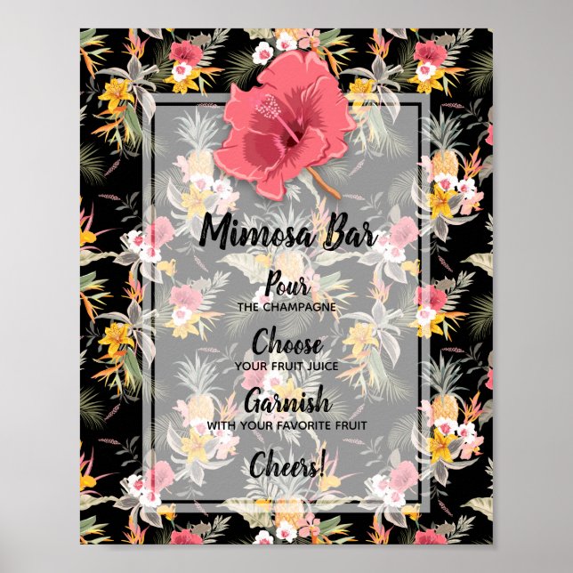 Pineapple Tropical Blommig Bröllopsdusch Mimosa Ba Poster (Framsidan)