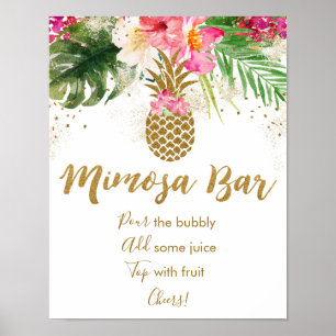 Pineapple Tropical Blommig Bröllopsfest Mimosa Bar Poster