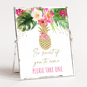 Pineapple Tropical Blommigt Birthday-favorittecken Poster