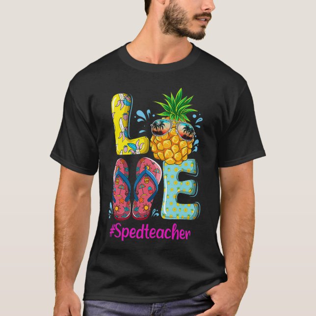 Pineapple Tropical Flip Special Education Teacher  T Shirt (Framsida)