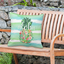 Pineapple Tropical Flowers Aloha Kudde