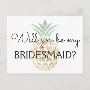 Pineapple Tropical Guld.. Du blir min bridesmaid Inbjudan Vykort