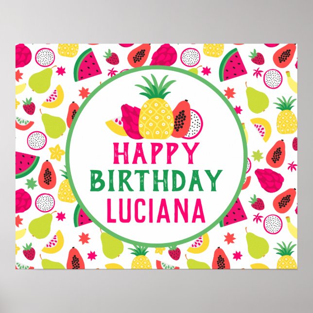 Pineapple Tutti Frutti Fruit Birthday Party Poster (Framsidan)
