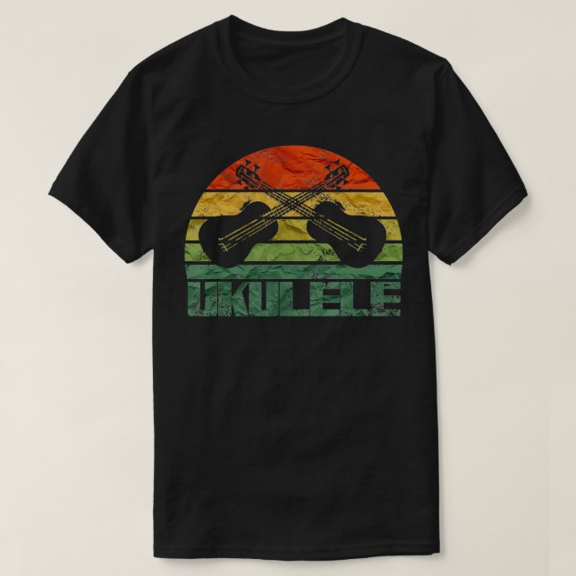 Pineapple Ukulele Retro Hawaiian Uke Silhouette Su T Shirt (Design framsida)