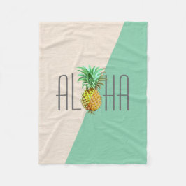 PineApple-Vintagens illustration Aloha-text Fleecefilt