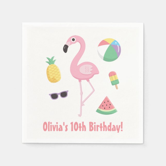 Pineapple Watermelon Flamingo Sommar Party Pappersservett (Framsidan)