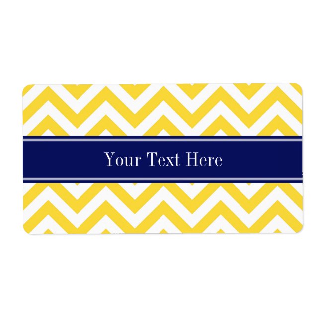 Pineapple White LG Chevron Navy Blue Namn Monogram Fraktsedel (Framsidan)