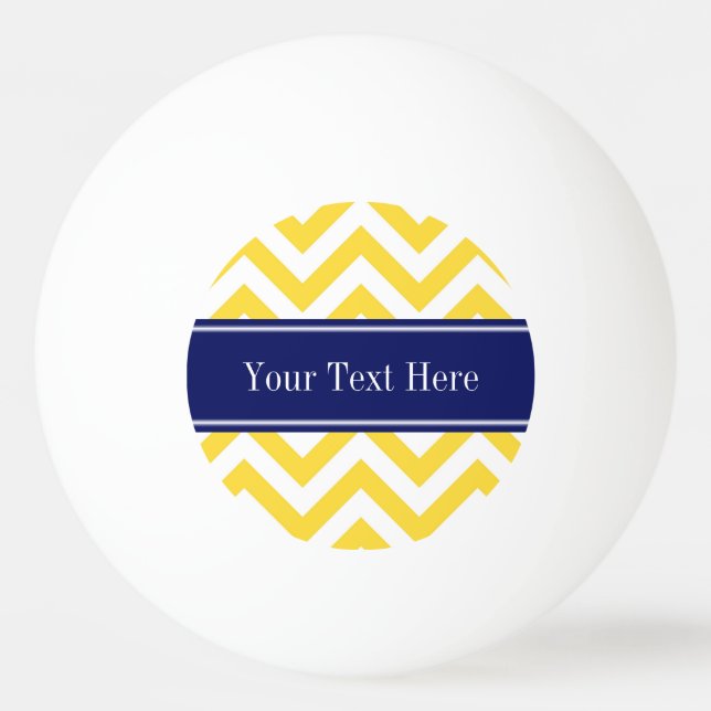Pineapple White LG Chevron Navy Blue Namn Monogram Pingisboll (Framsidan)