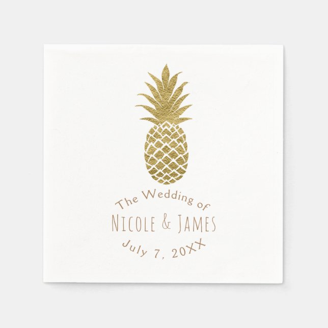Pineapple White Modern Chic Tropical Party Pappersservett (Framsidan)