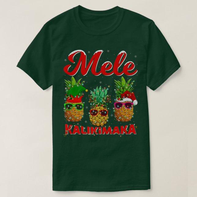 Pineapple Xmas Lights Mele Kalikimaka Pineapple Ch T Shirt (Design framsida)