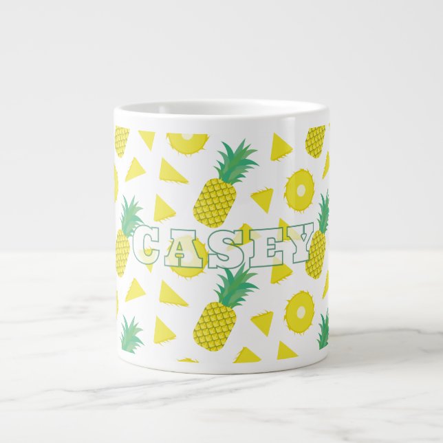 Pineapple Yellow Green Fruit Pattern Modern Jumbo Mugg (Framsidan)