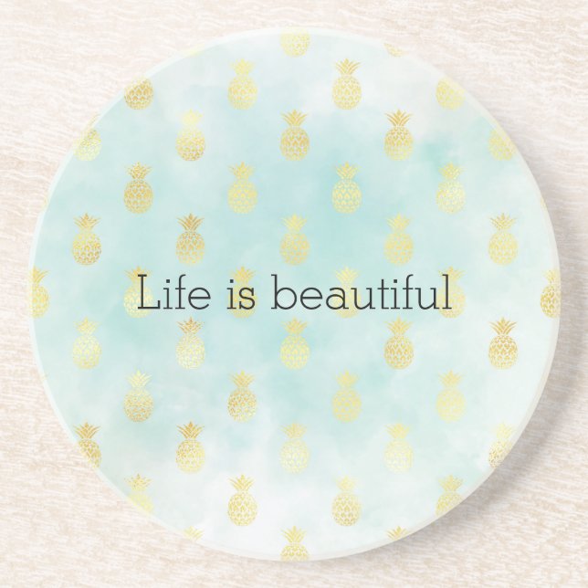 Pineapples från Aqua White Guld Tropical Glam Pine Underlägg (Framsidan)