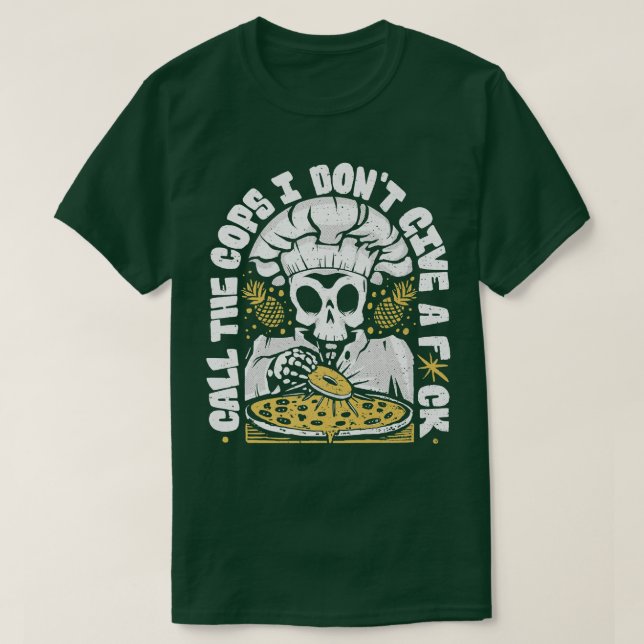 Pineapples på en Pizza Skeleton Chief Don C T Shirt (Design framsida)