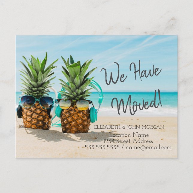 Pineapples Strand Flyttar Meddelande Vykort (Framsida)