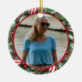 Pinecone and Peppermint Wreath ANY Photo Julgransprydnad Keramik