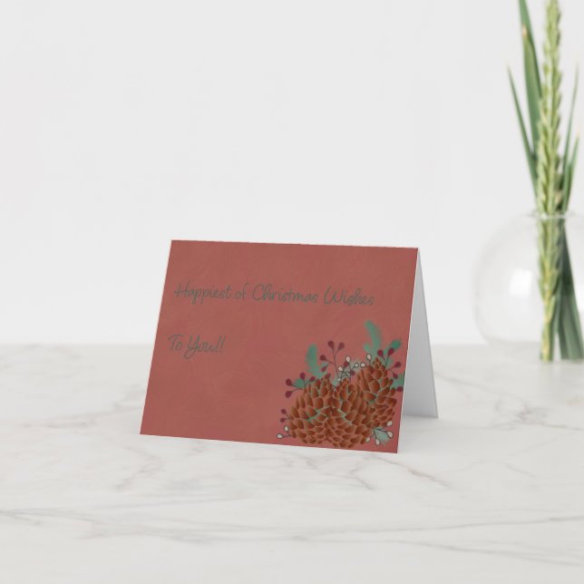 Pinecone & Berries Christmas Card Tack Kort (Framsida)