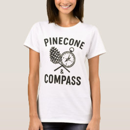 Pinecone Compass T-Shirt - Rustic Nature Explorer