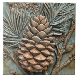 Pinecone & Foliage Faux Relief Kakelplatta