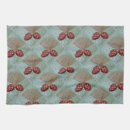 Pinecone-Grönt och kopparduk Kökshandduk