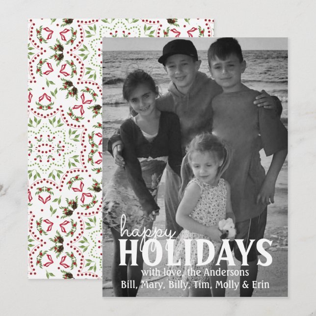 Pinecone Holly-julfotkort 1 foto Julkort (Fram/baksida)