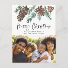 Pinecone jul Watercolor Helgdag Photo Vykort