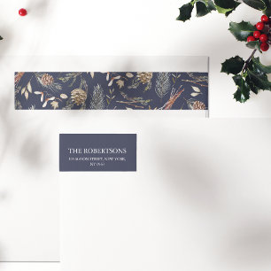 Pinecone-juladressetikett Etikettband