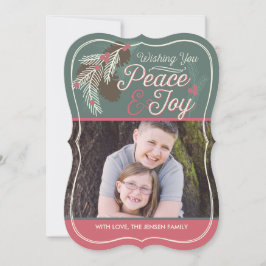 Pinecone Peace & Joy jul Photo Card Julkort