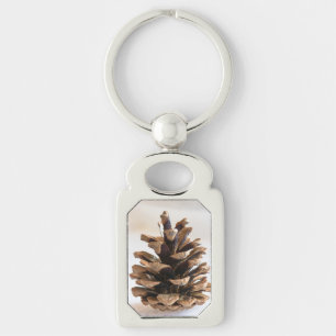 Pinecone Rektangulärt Silverfärgad Nyckelring