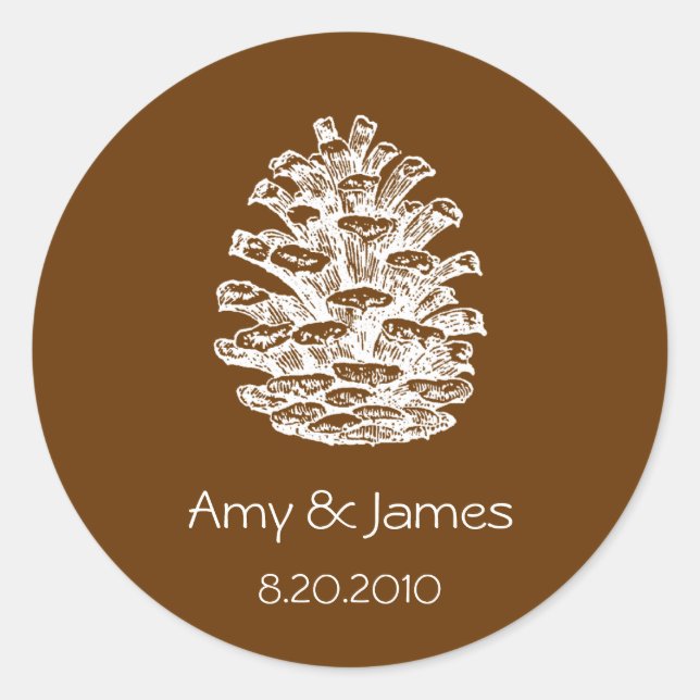 Pinecone Stickers Runt Klistermärke (Framsida)