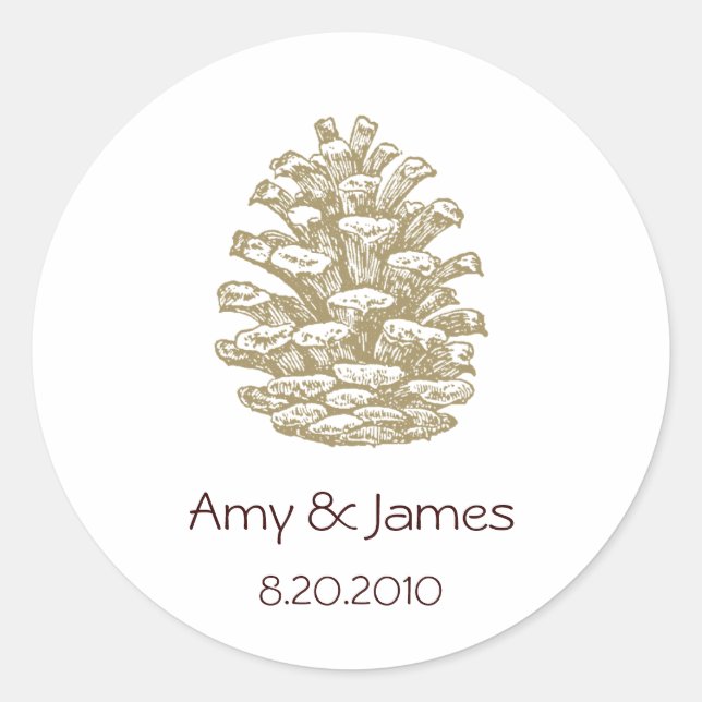 Pinecone Stickers Runt Klistermärke (Framsida)