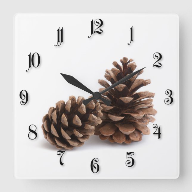 Pinecones Fyrkantig Klocka (Framsida)