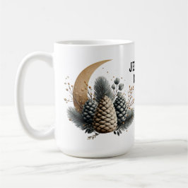 Pinecones och Crescent Måne Winter Kärlek Kaffemugg