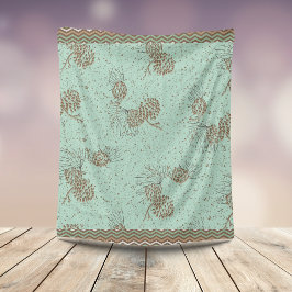 Pinecones och Distress Chevron Rand Cabin Fleecefilt