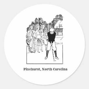 Pinehurst North Carolina Vintage Golf Sticker Runt Klistermärke