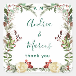 Pinery Winter Bröllop Winter Ro Fyrkantigt Klistermärke