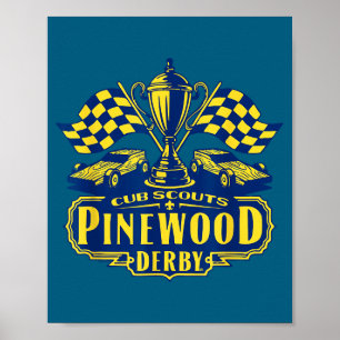 Pinewood derby cub scouts rutig flagga racing poster