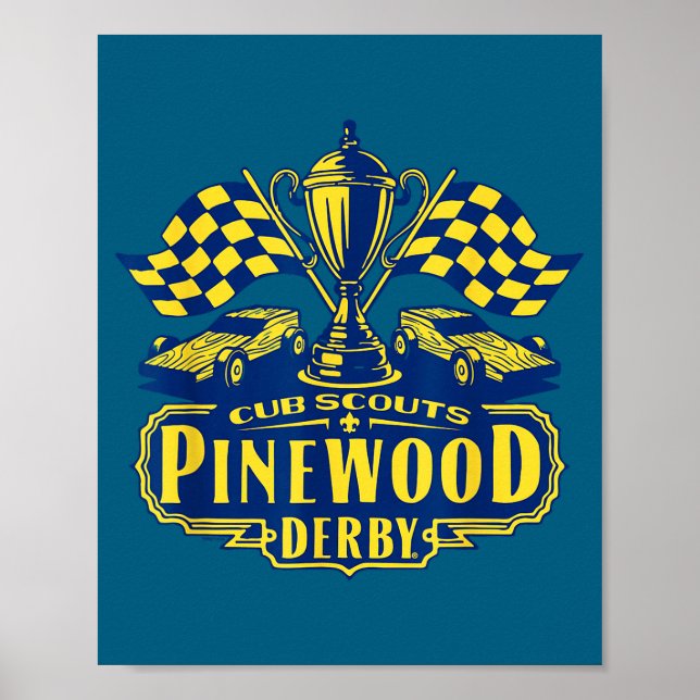 Pinewood derby cub scouts rutig flagga racing poster (Framsidan)