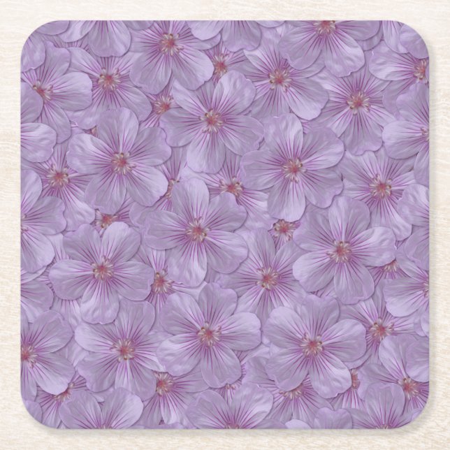 Pineywood Geranium Seamless Mönster Underlägg Papper Kvadrat (Framsidan)