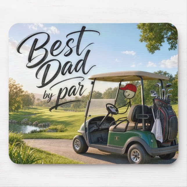 Pinfigure Pappa Golfare i en Golfkärra Musmatta (Framsidan)