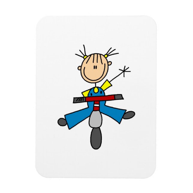 Pinfigurflicka som kör scooter magnet (Vertikal)