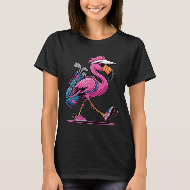Ping Flamingo Golf Sungles Woman Ladies Men Golf L T Shirt (Framsida)