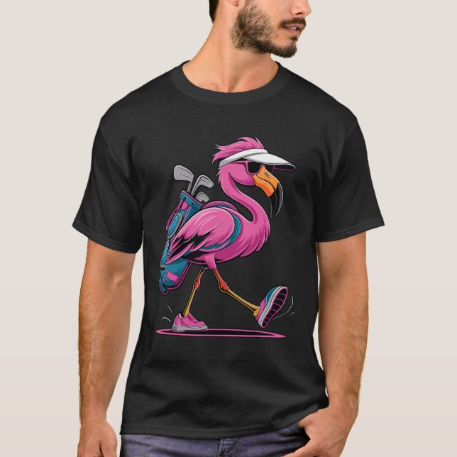 Ping Flamingo Golf Sungles Woman Ladies Men Golf L T Shirt (Framsida)